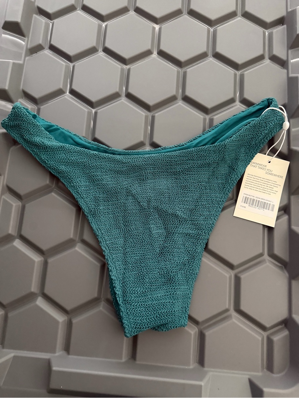 Monday Swimwear Teal Textured Bikini Bottom large